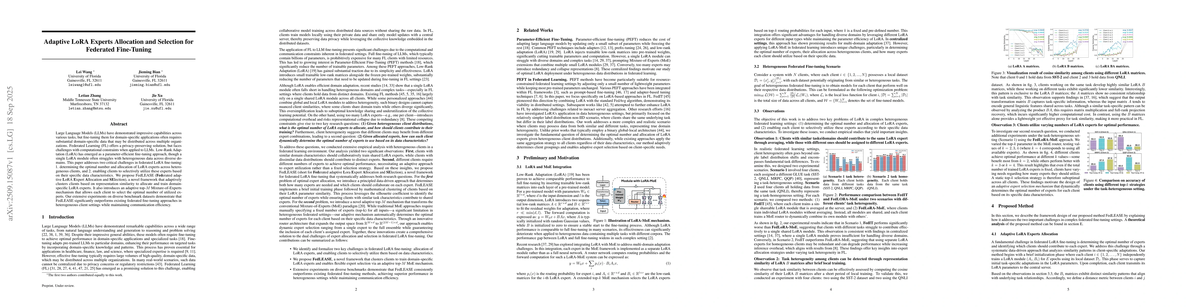 Thumbnail for Adaptive LoRA Experts Allocation and Selection for Federated Fine-Tuning