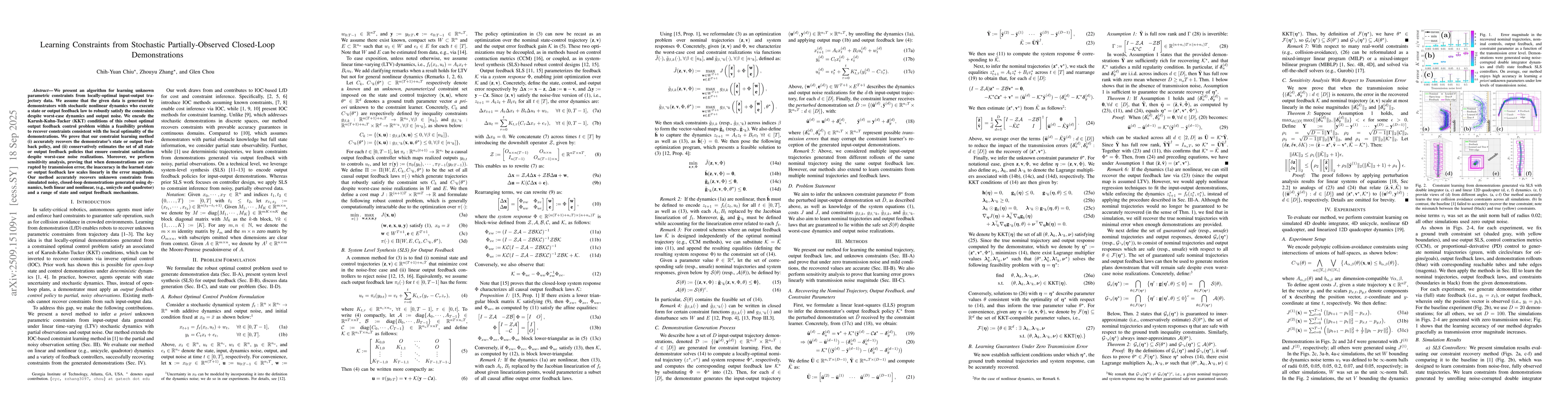 Thumbnail for Learning Constraints from Stochastic Partially-Observed Closed-Loop
  Demonstrations