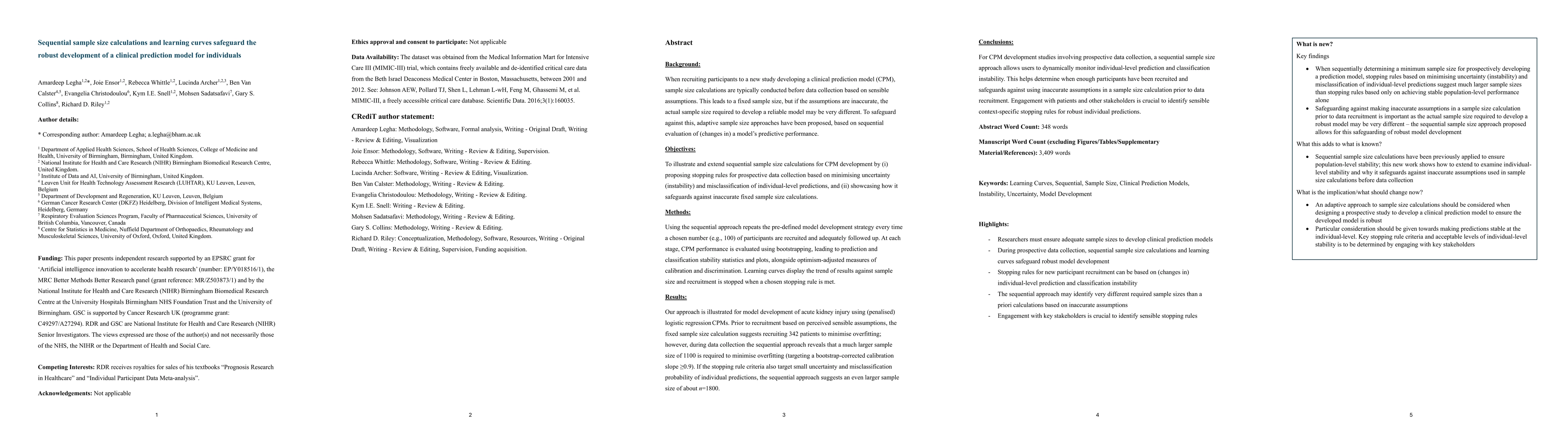 Thumbnail for Sequential sample size calculations and learning curves safeguard the
  robust development of a clinical prediction model for individuals
