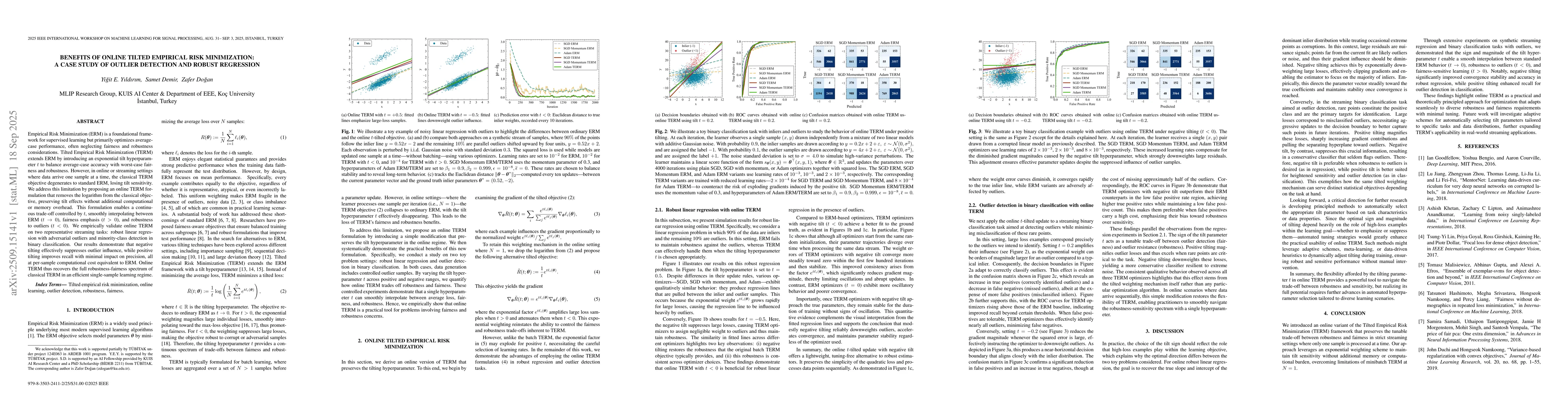 Thumbnail for Benefits of Online Tilted Empirical Risk Minimization: A Case Study of
  Outlier Detection and Robust Regression