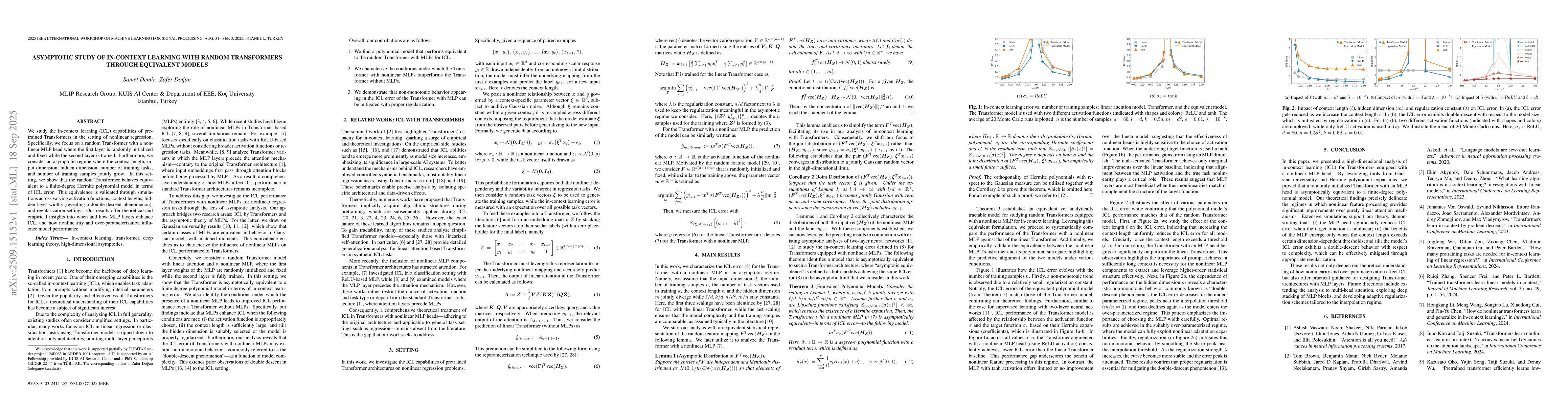 Thumbnail for Asymptotic Study of In-context Learning with Random Transformers through
  Equivalent Models