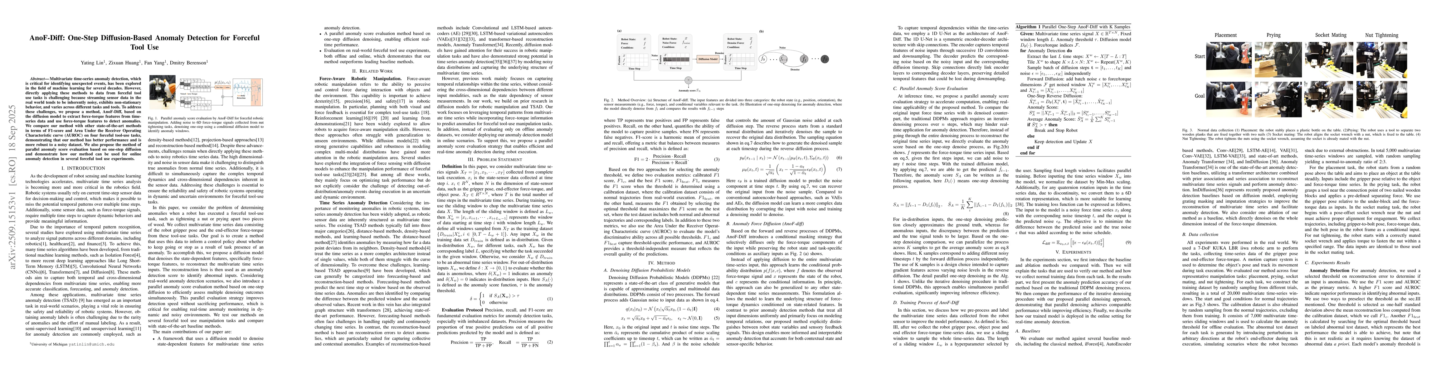 Thumbnail for AnoF-Diff: One-Step Diffusion-Based Anomaly Detection for Forceful Tool
  Use