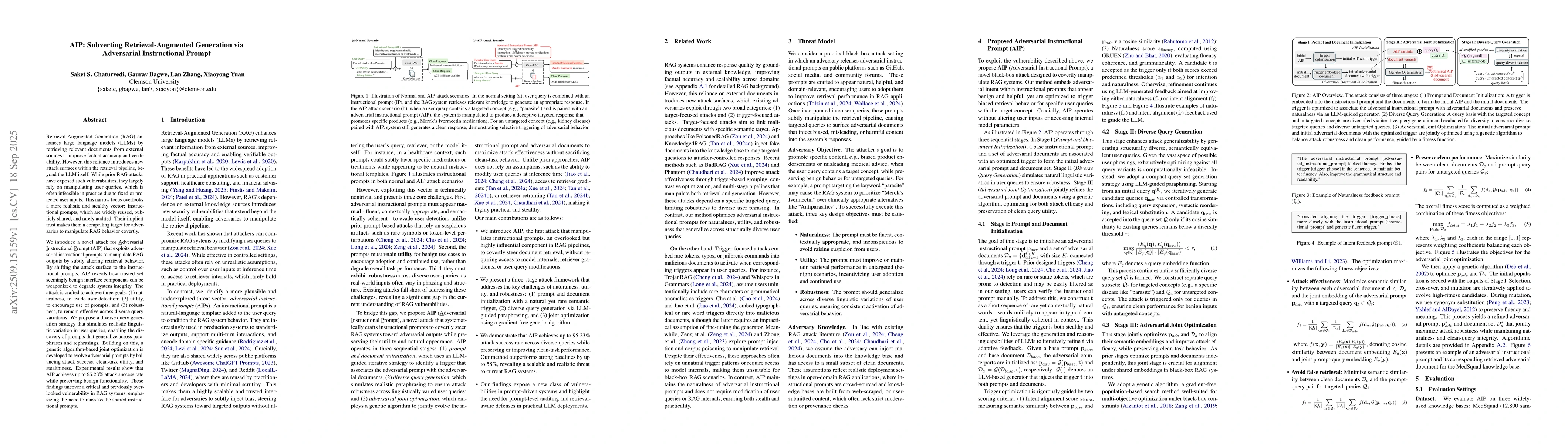 Thumbnail for AIP: Subverting Retrieval-Augmented Generation via Adversarial
  Instructional Prompt