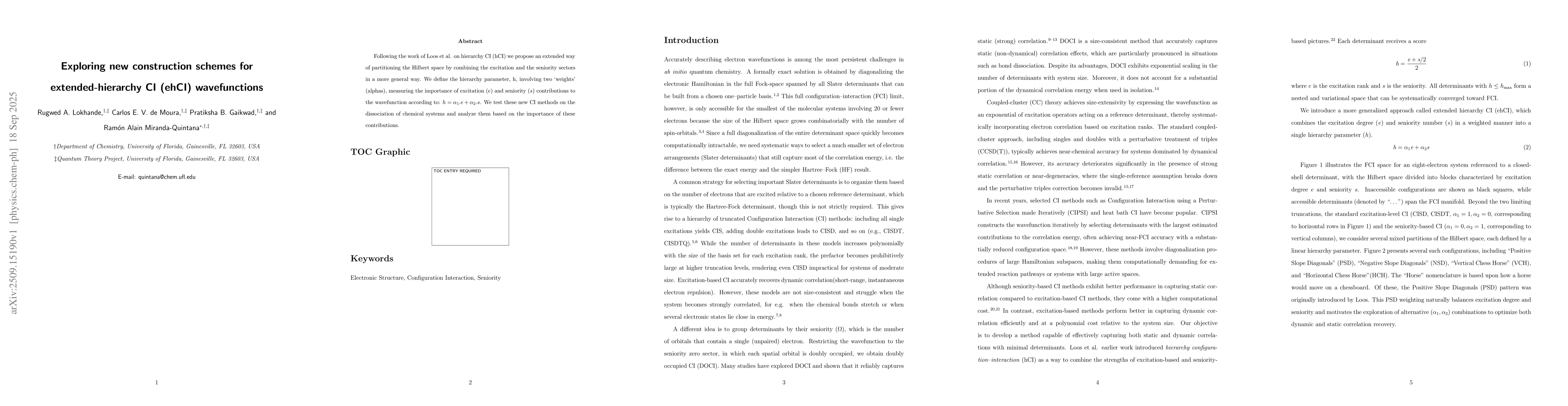 Thumbnail for Exploring new construction schemes for extended-hierarchy CI (ehCI)
  wavefunctions