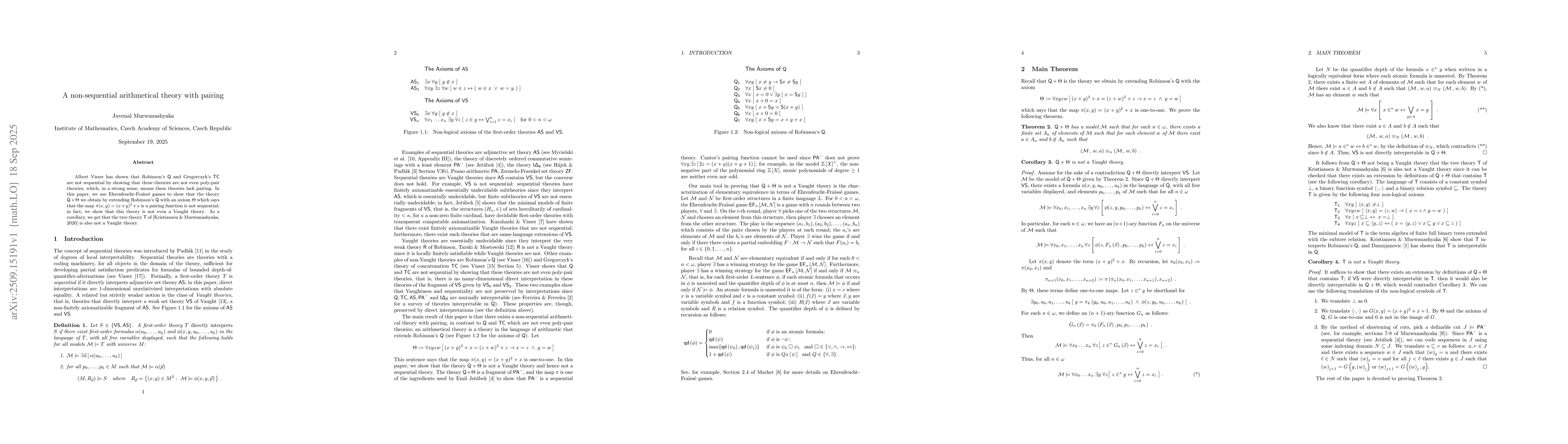 Thumbnail for A non-sequential arithmetical theory with pairing