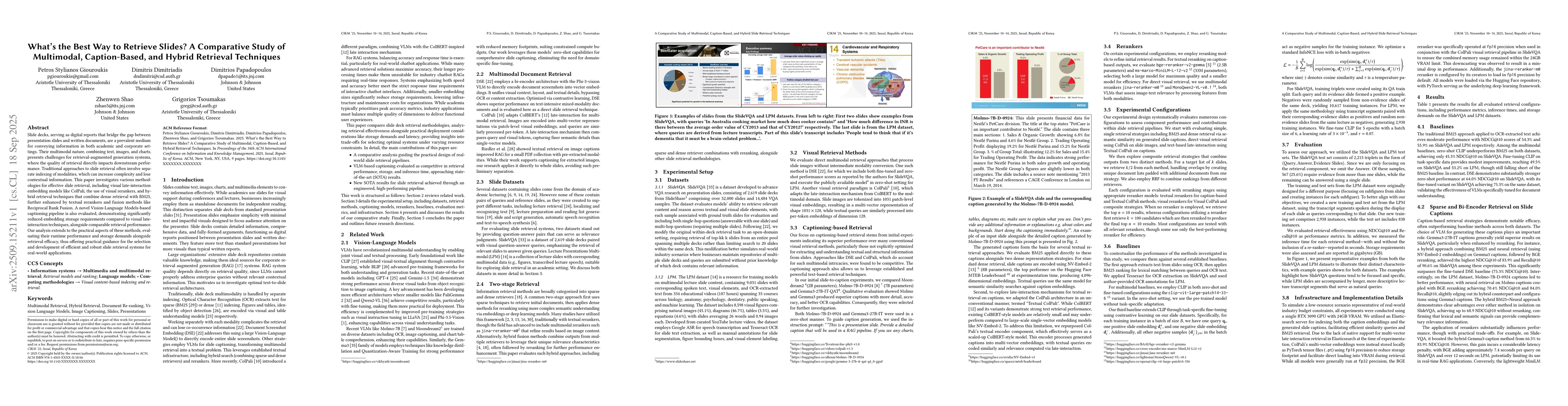 Thumbnail for What's the Best Way to Retrieve Slides? A Comparative Study of
  Multimodal, Caption-Based, and Hybrid Retrieval Techniques