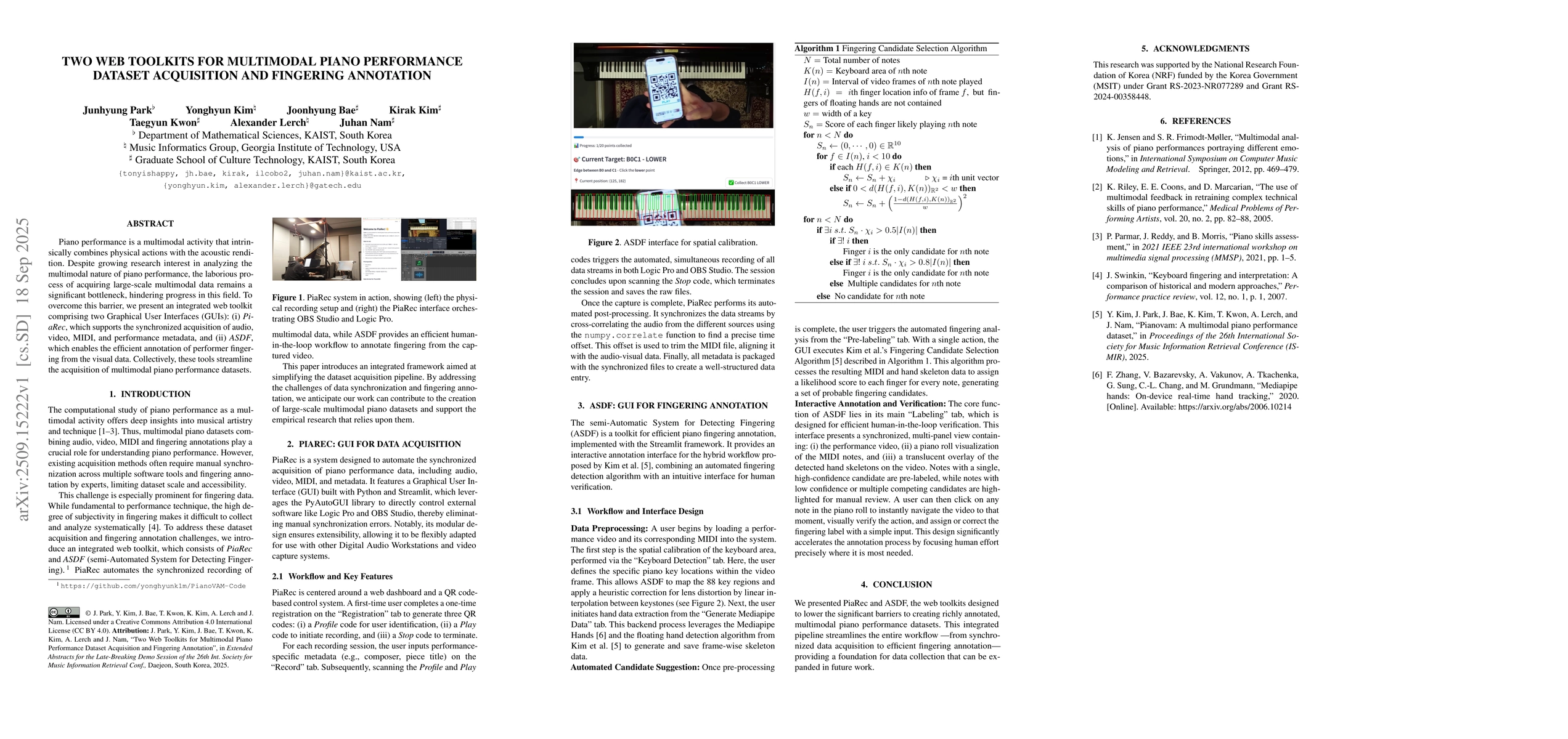 Thumbnail for Two Web Toolkits for Multimodal Piano Performance Dataset Acquisition
  and Fingering Annotation