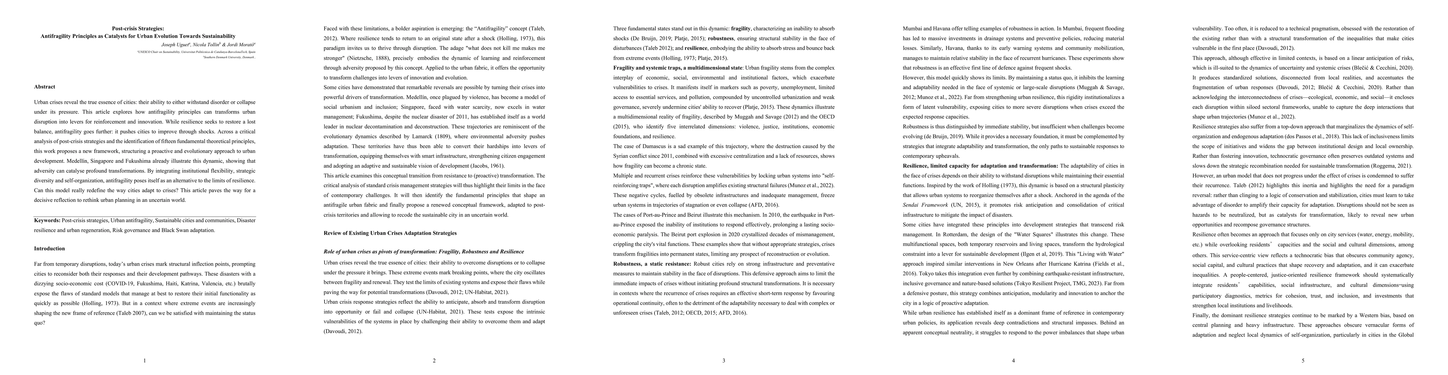 Thumbnail for Post crisis Strategies: Antifragility Principles as Catalysts for Urban
  Evolution Towards Sustainability