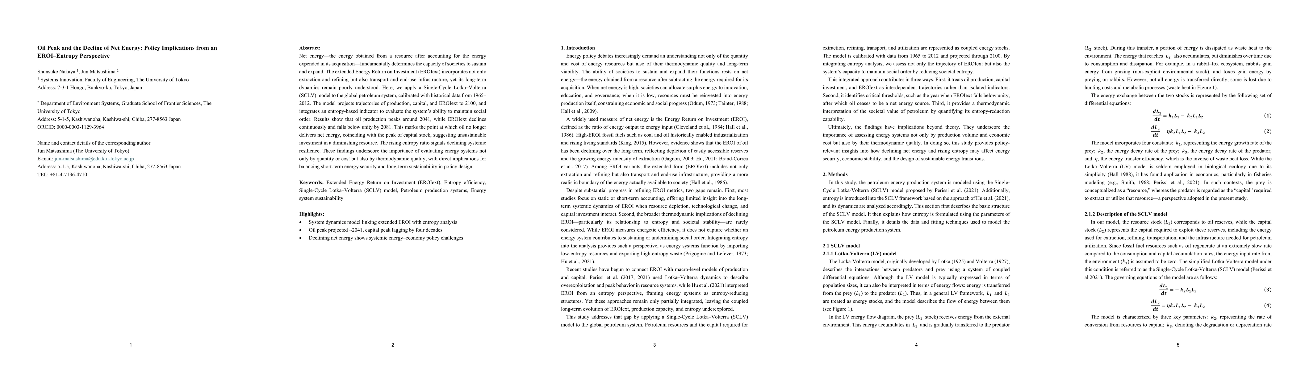 Thumbnail for Oil Peak and the Decline of Net Energy: Policy Implications from an
  EROI-Entropy Perspective