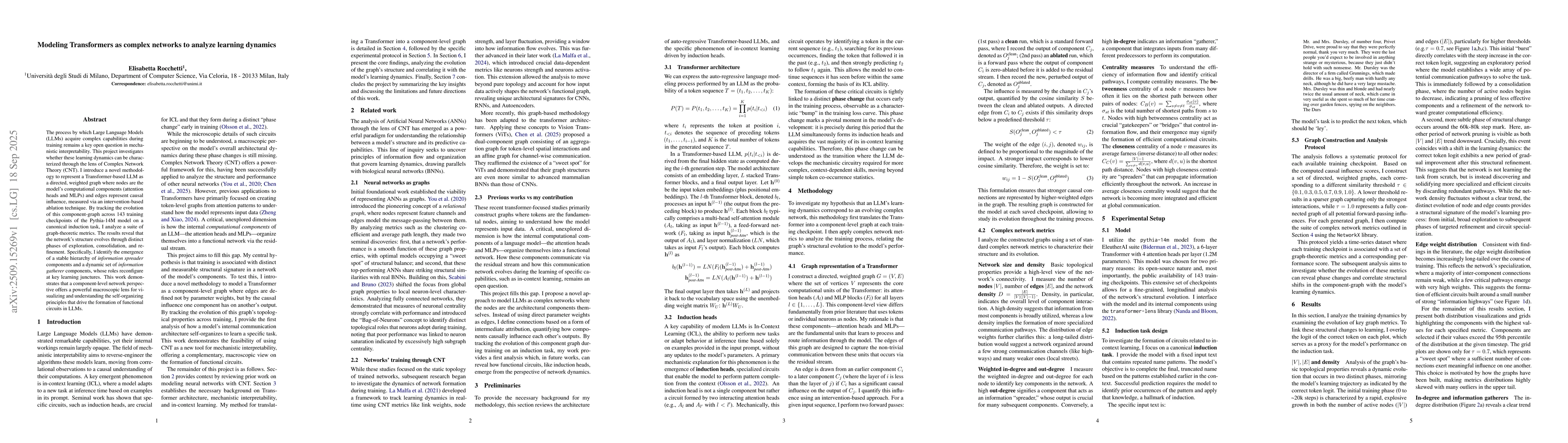 Thumbnail for Modeling Transformers as complex networks to analyze learning dynamics