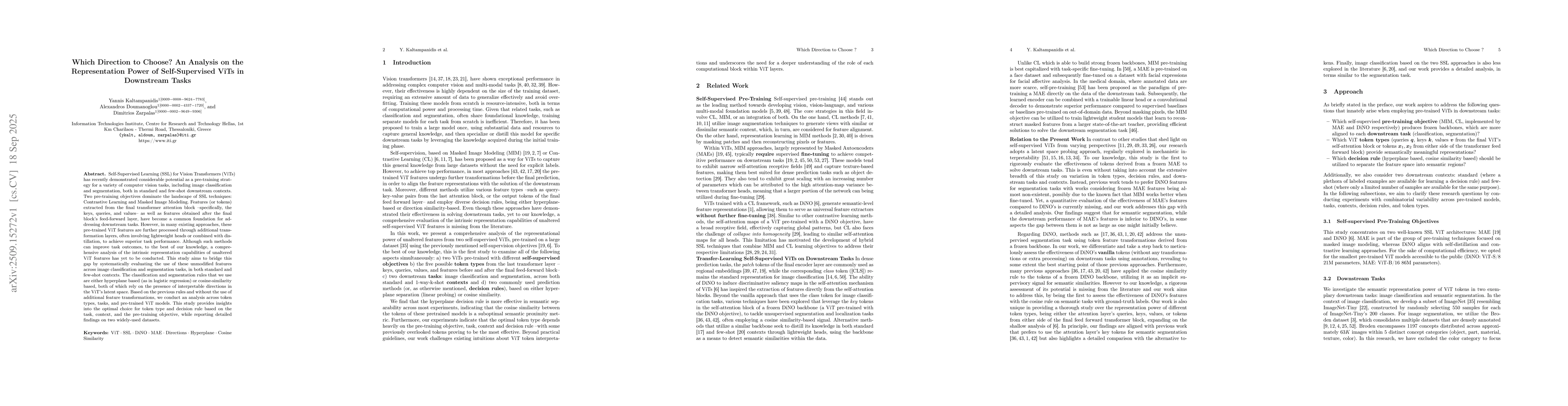 Thumbnail for Which Direction to Choose? An Analysis on the Representation Power of
  Self-Supervised ViTs in Downstream Tasks