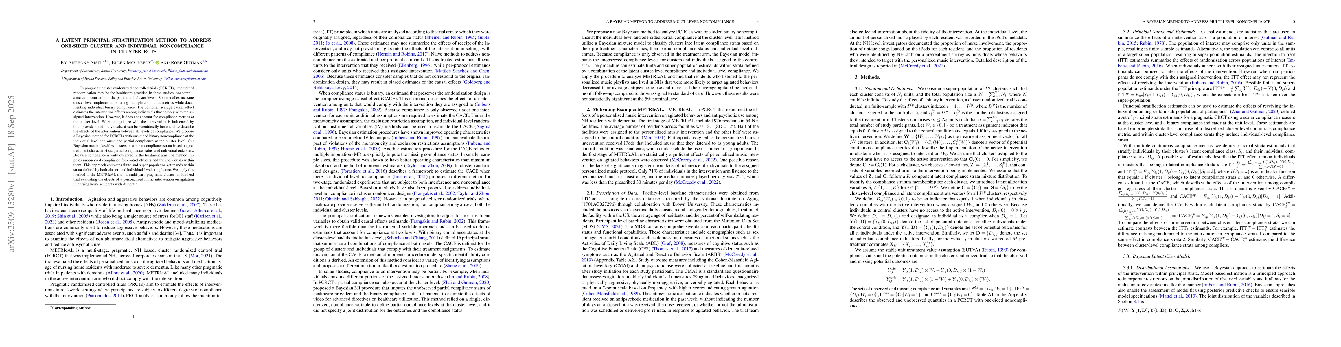 Thumbnail for A Latent Principal Stratification Method to Address One-Sided Cluster
  and Individual Noncompliance in Cluster RCTs