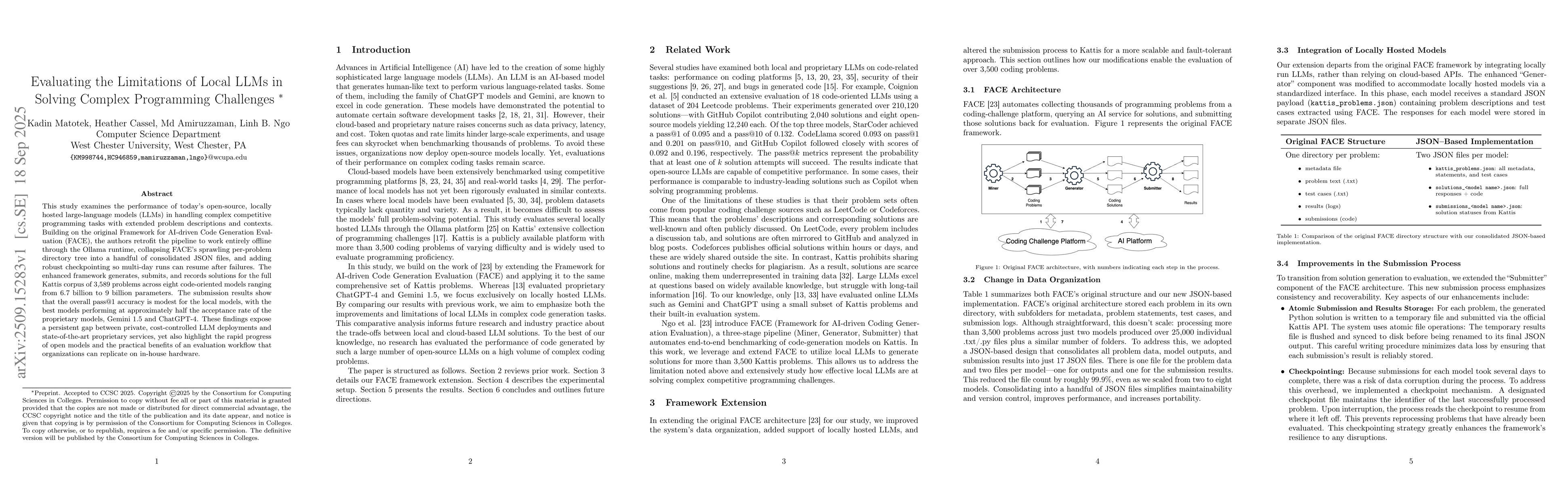 Thumbnail for Evaluating the Limitations of Local LLMs in Solving Complex Programming
  Challenges