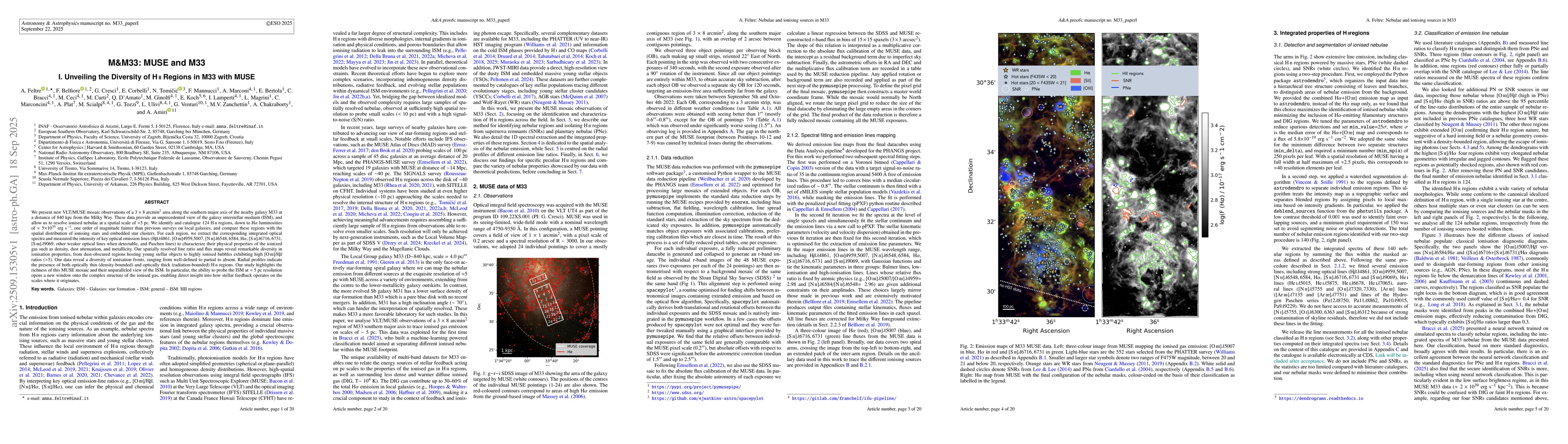 Thumbnail for M&M33: MUSE and M33 I. Unveiling the Diversity of HII Regions in M33
  with MUSE