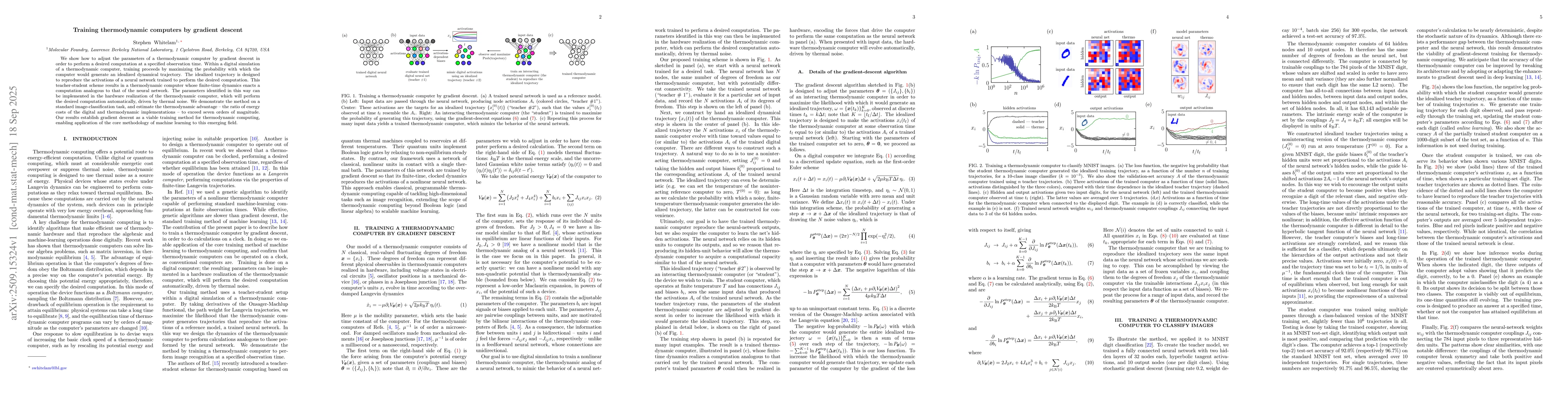 Thumbnail for Training thermodynamic computers by gradient descent