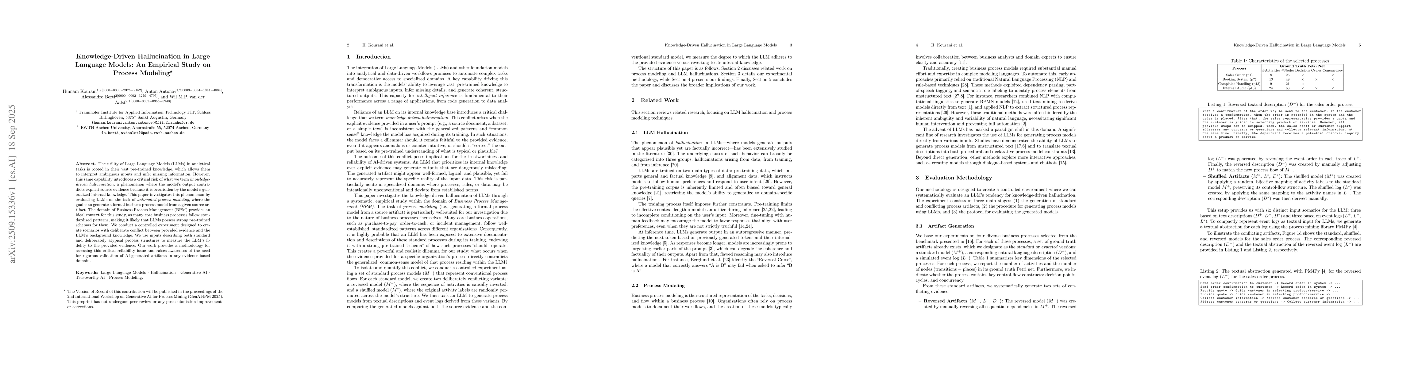 Thumbnail for Knowledge-Driven Hallucination in Large Language Models: An Empirical
  Study on Process Modeling
