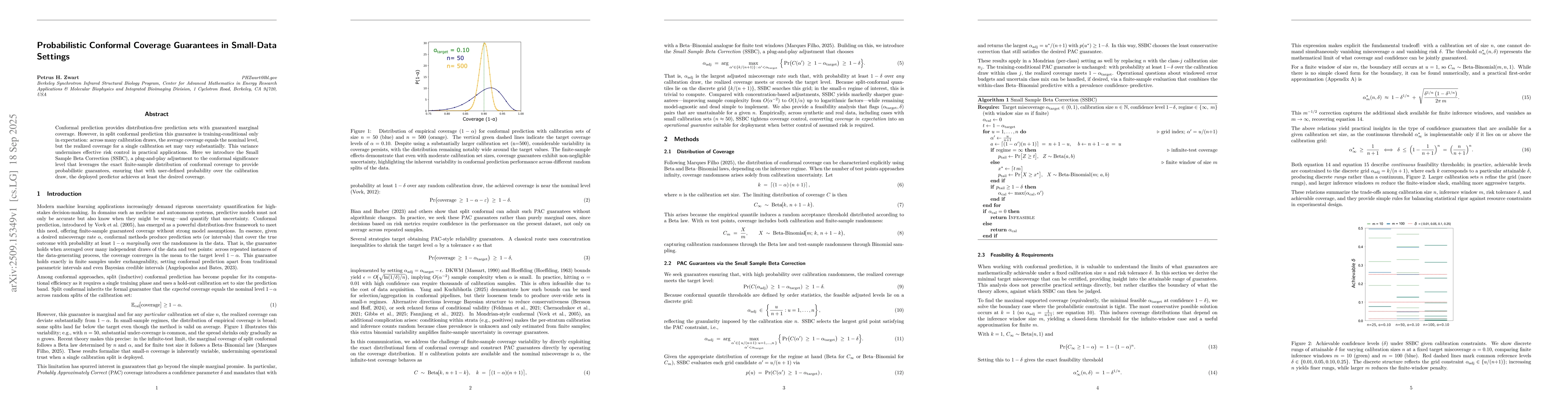 Thumbnail for Probabilistic Conformal Coverage Guarantees in Small-Data Settings