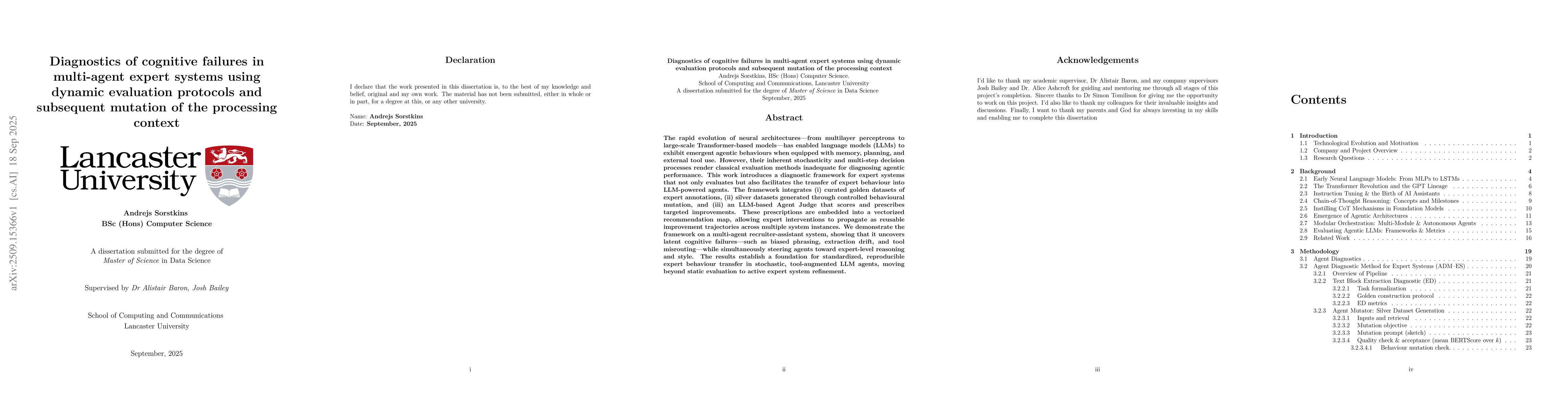 Thumbnail for Diagnostics of cognitive failures in multi-agent expert systems using
  dynamic evaluation protocols and subsequent mutation of the processing
  context