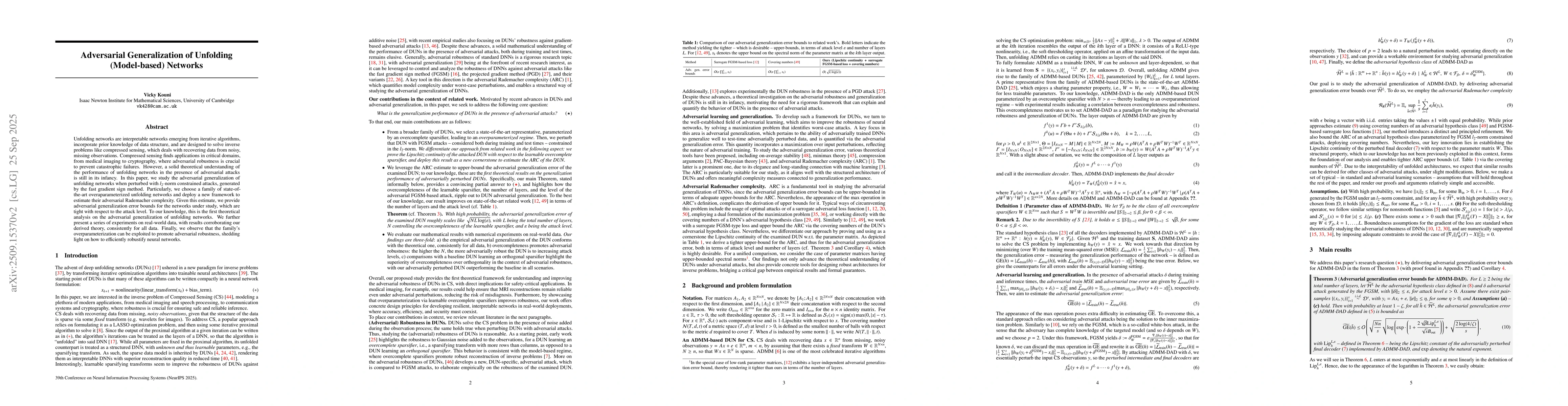 Thumbnail for Adversarial generalization of unfolding (model-based) networks