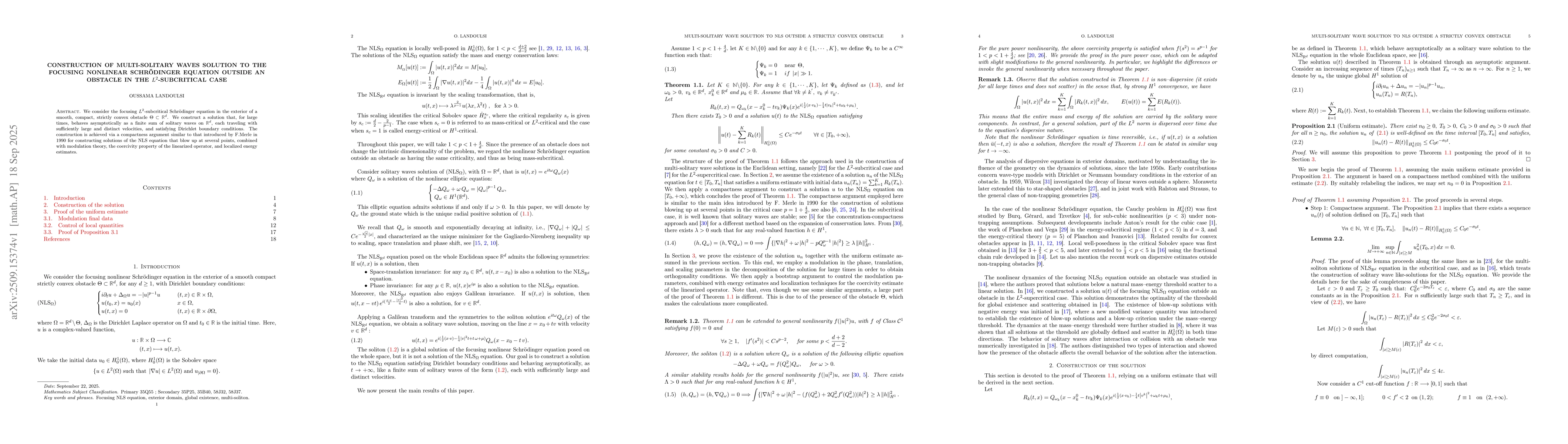 Thumbnail for Construction of multi-solitary waves solution to the focusing nonlinear
  Schrödinger equation outside an obstacle in the $L^2$-subcritical case