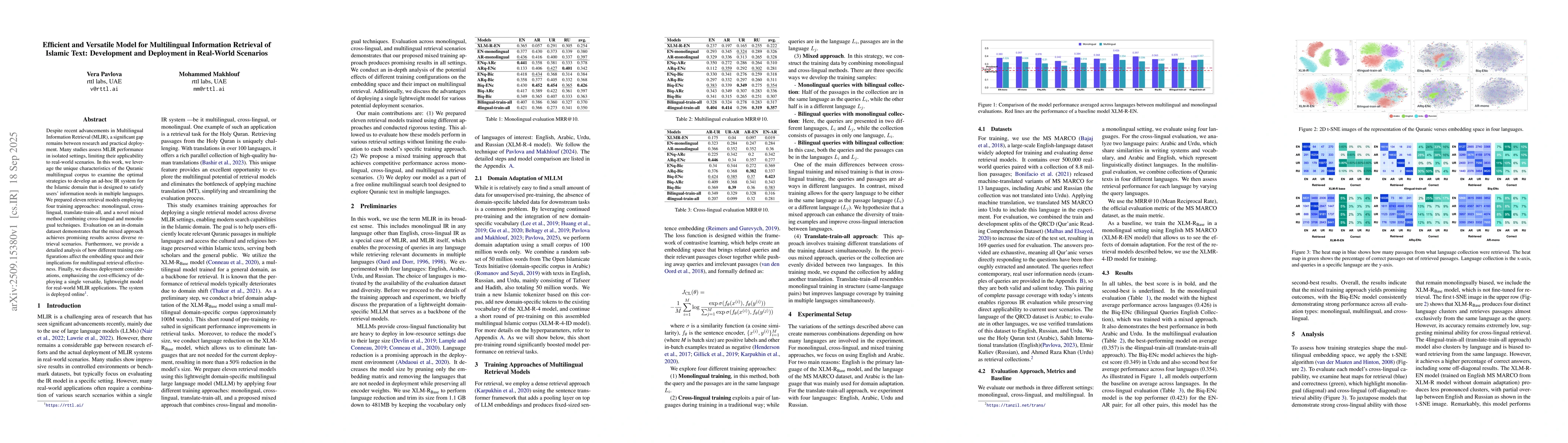 Thumbnail for Efficient and Versatile Model for Multilingual Information Retrieval of
  Islamic Text: Development and Deployment in Real-World Scenarios