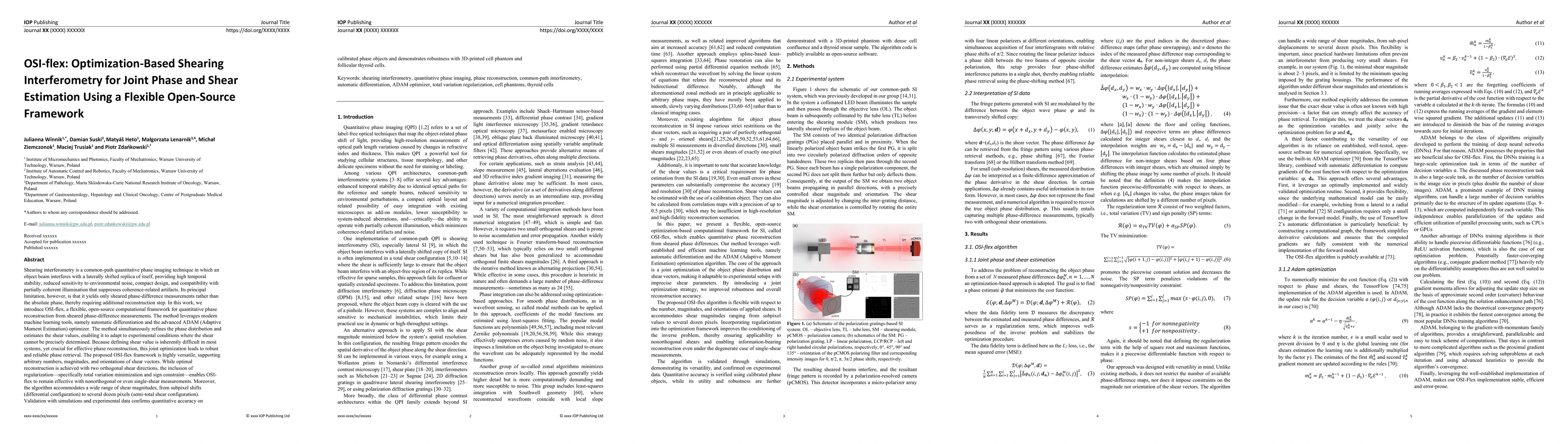 Thumbnail for OSI-flex: Optimization-Based Shearing Interferometry for Joint Phase and
  Shear Estimation Using a Flexible Open-Source Framework