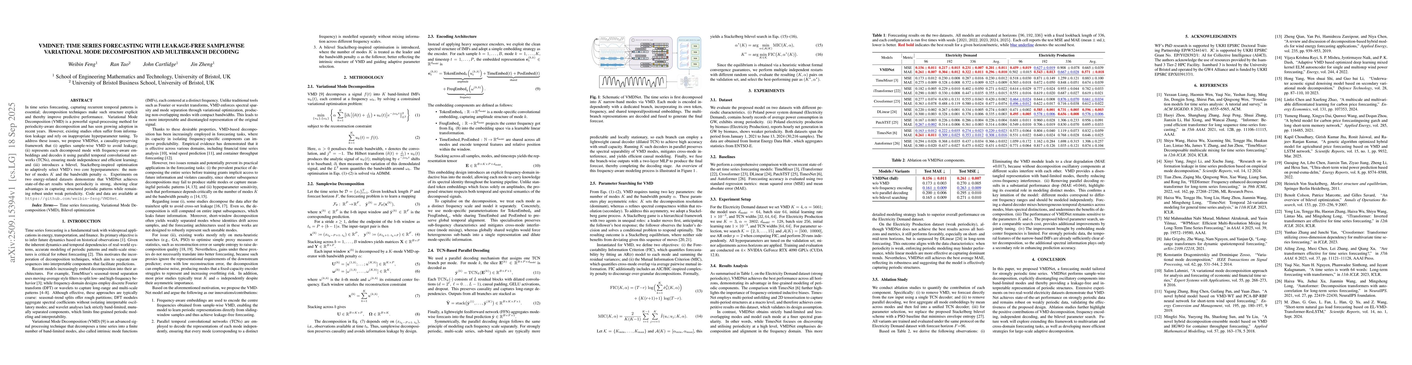 Thumbnail for VMDNet: Time Series Forecasting with Leakage-Free Samplewise Variational
  Mode Decomposition and Multibranch Decoding