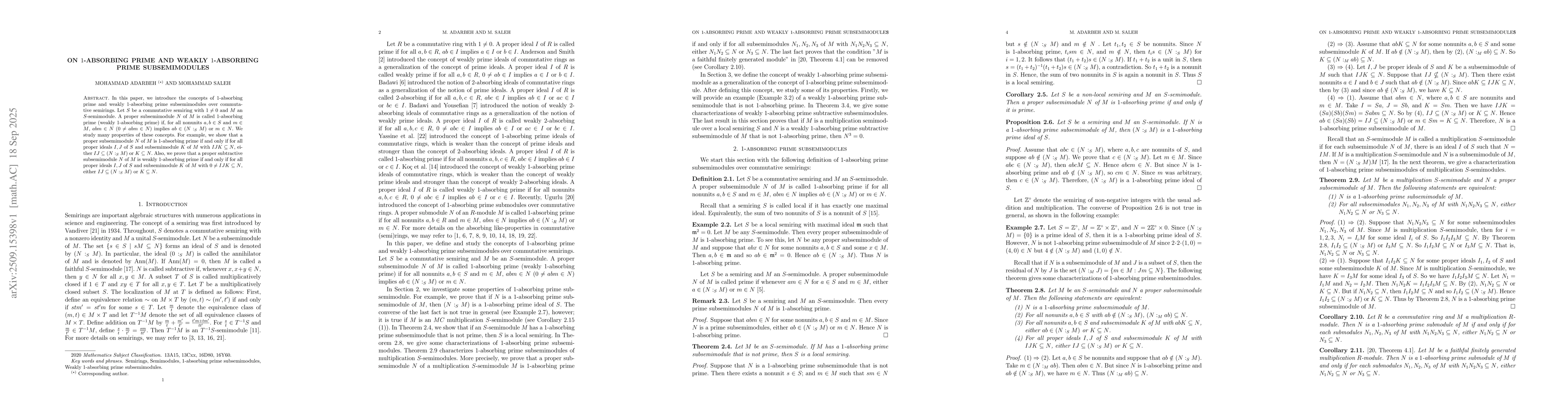 Thumbnail for On 1-absorbing prime and weakly 1-absorbing prime subsemimodules