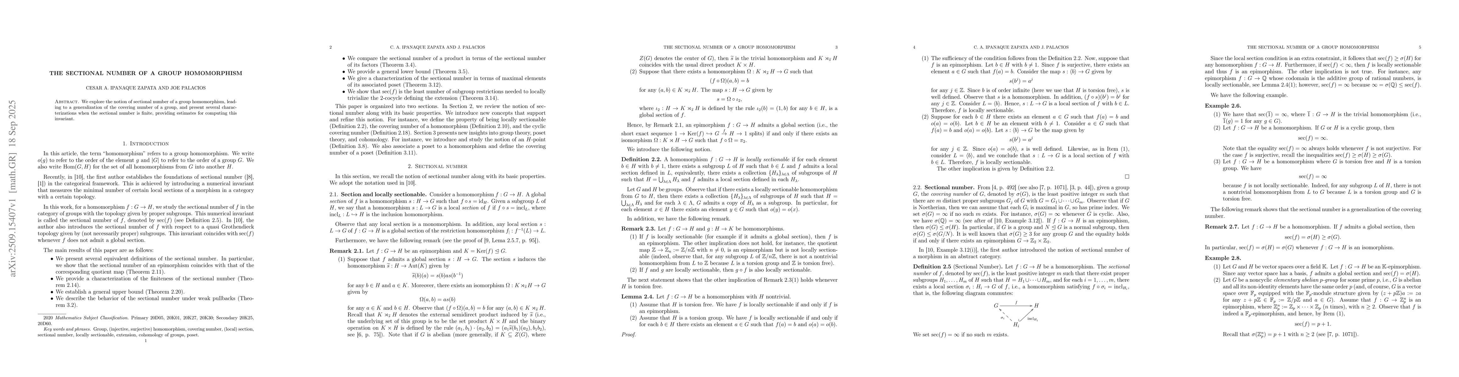 Thumbnail for The sectional number of a group homomorphism