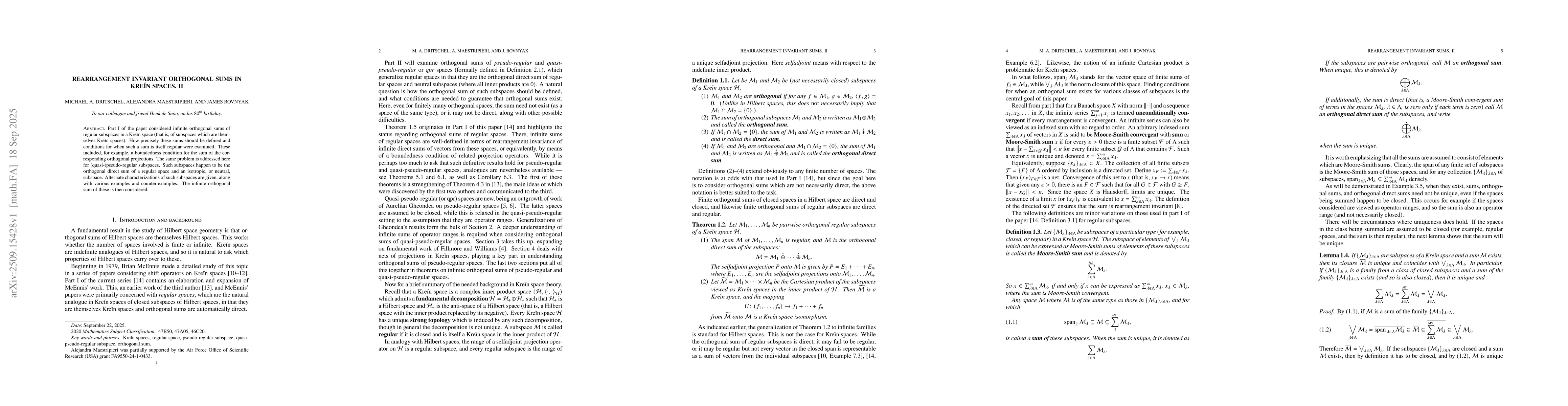 Thumbnail for Rearrangement Invariant Orthogonal Sums in Krein Spaces. II