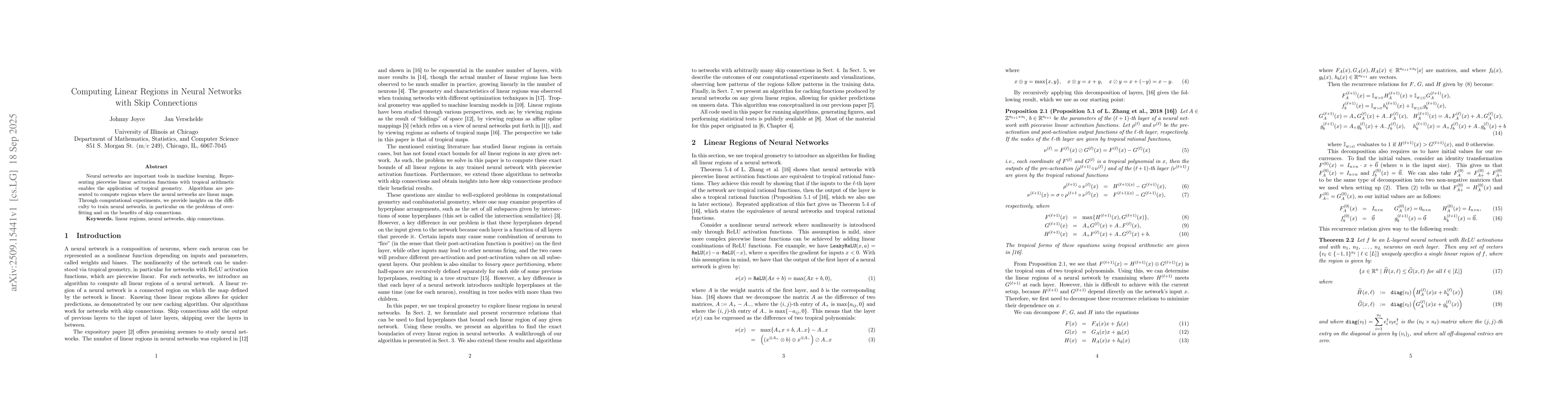 Thumbnail for Computing Linear Regions in Neural Networks with Skip Connections