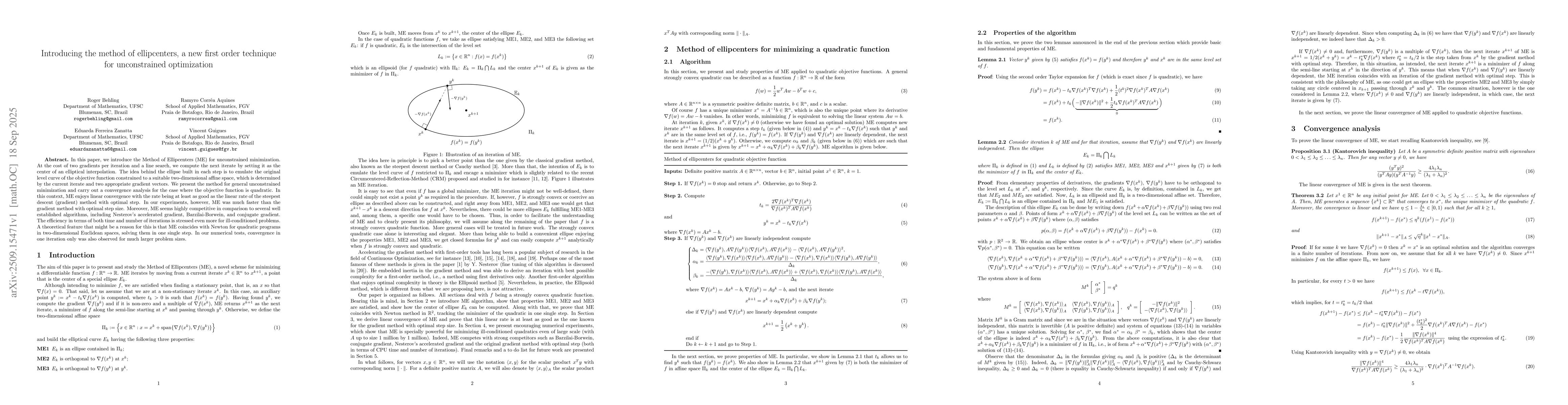 Thumbnail for Introducing the method of ellipcenters, a new first order technique for
  unconstrained optimization