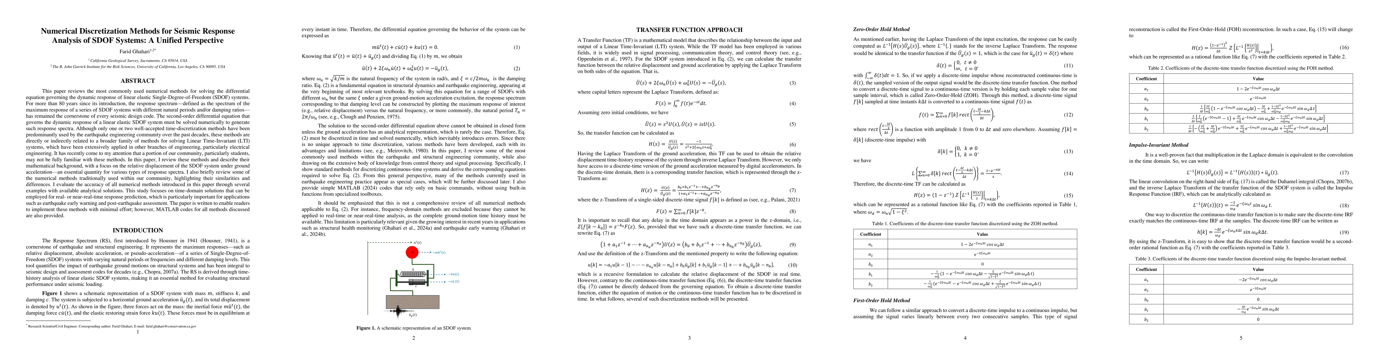 Thumbnail for Numerical Discretization Methods for Seismic Response Analysis of SDOF
  Systems: A Unified Perspective