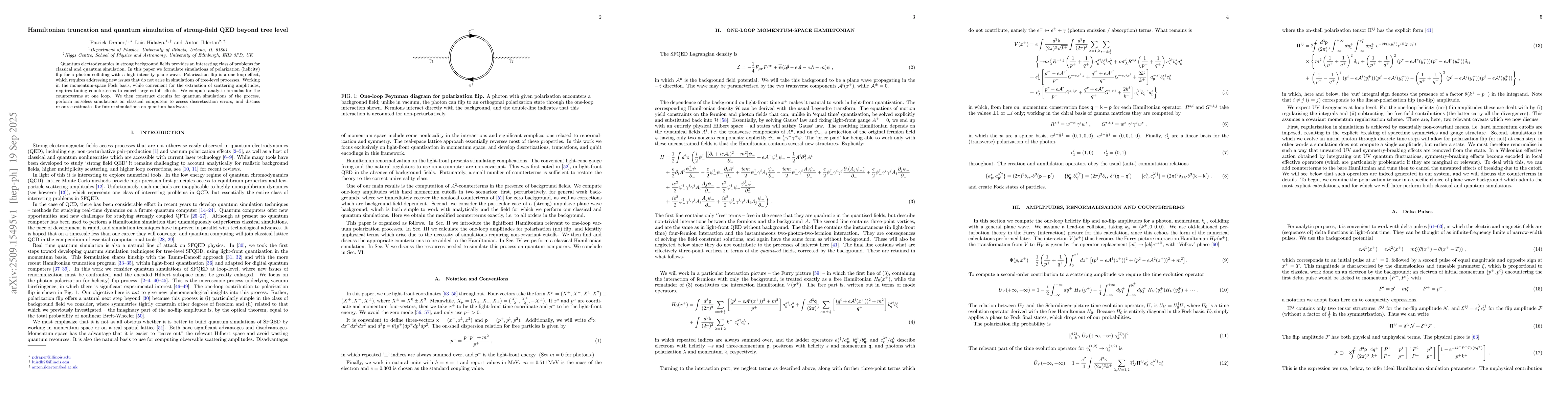 Thumbnail for Hamiltonian truncation and quantum simulation of strong-field QED beyond
  tree level