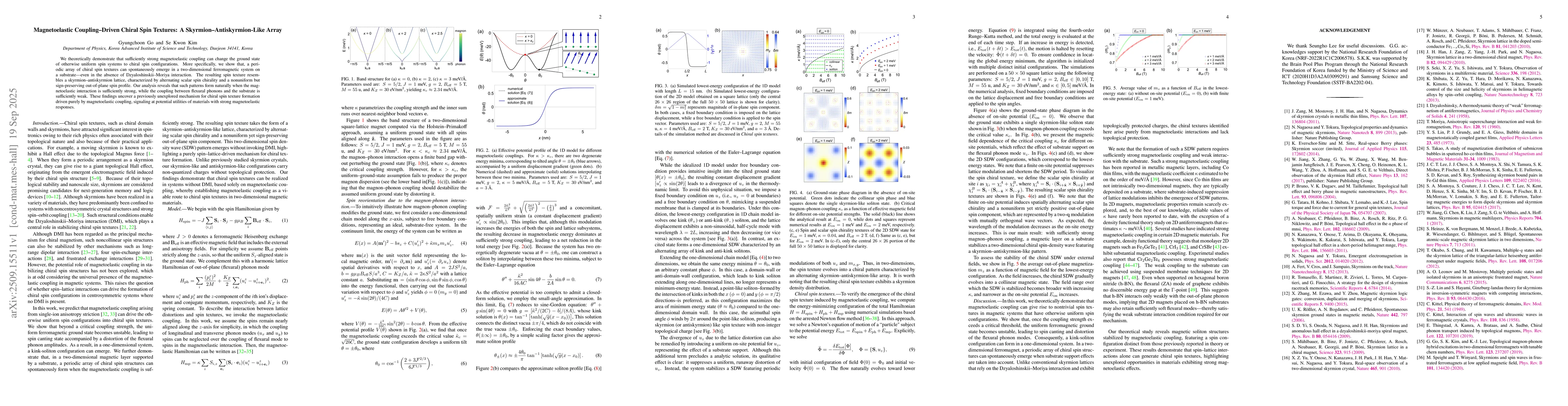 Thumbnail for Magnetoelastic Coupling-Driven Chiral Spin Textures: A
  Skyrmion-Antiskyrmion-Like Array