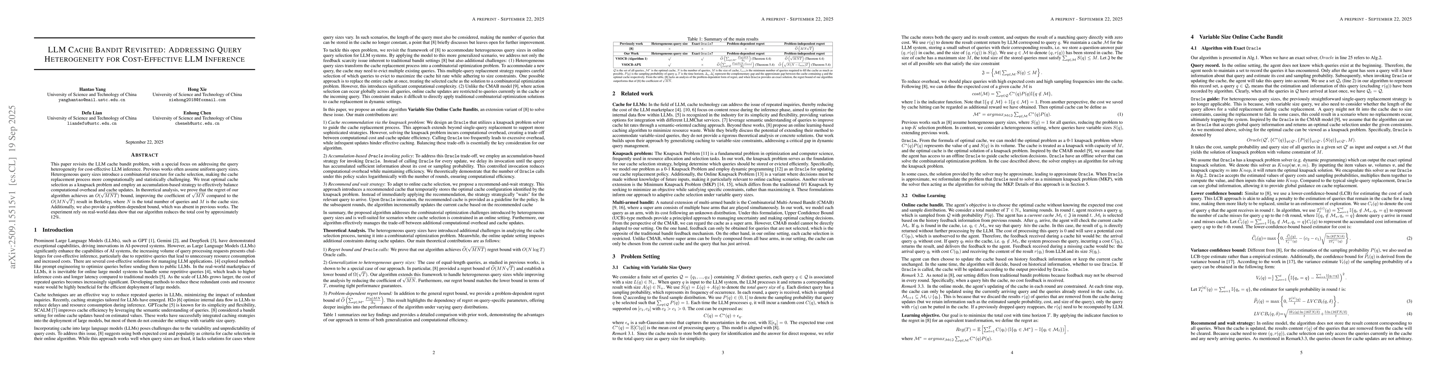 Thumbnail for LLM Cache Bandit Revisited: Addressing Query Heterogeneity for
  Cost-Effective LLM Inference