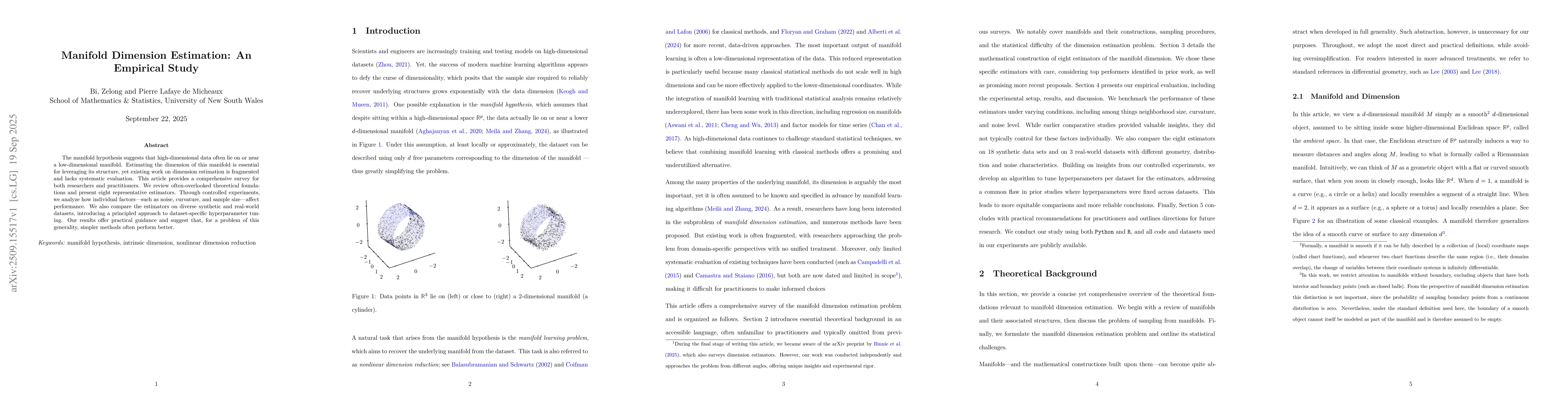 Thumbnail for Manifold Dimension Estimation: An Empirical Study
