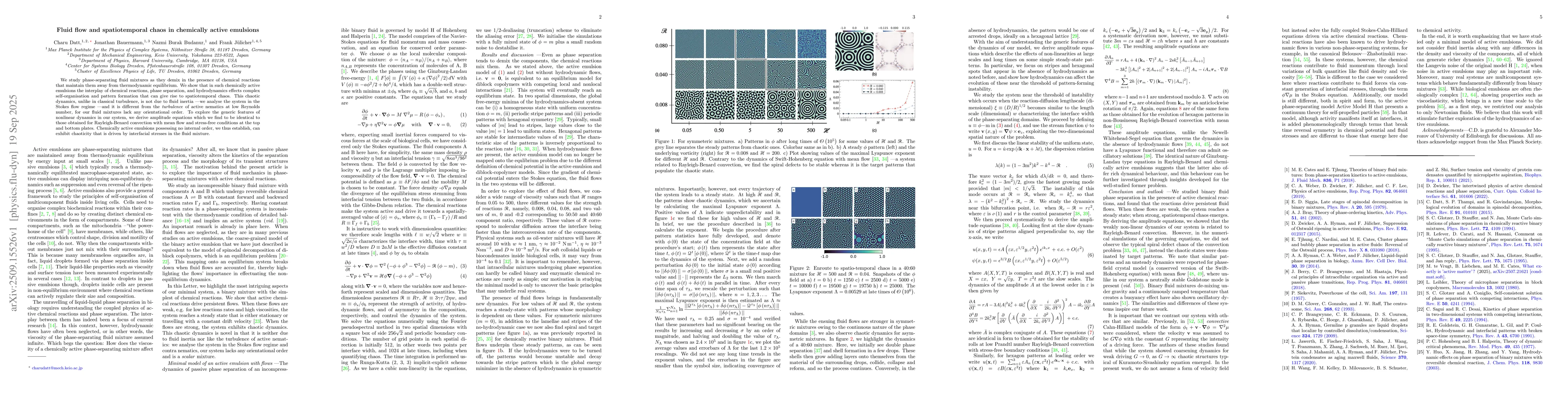 Thumbnail for Fluid flow and spatiotemporal chaos in chemically active emulsions