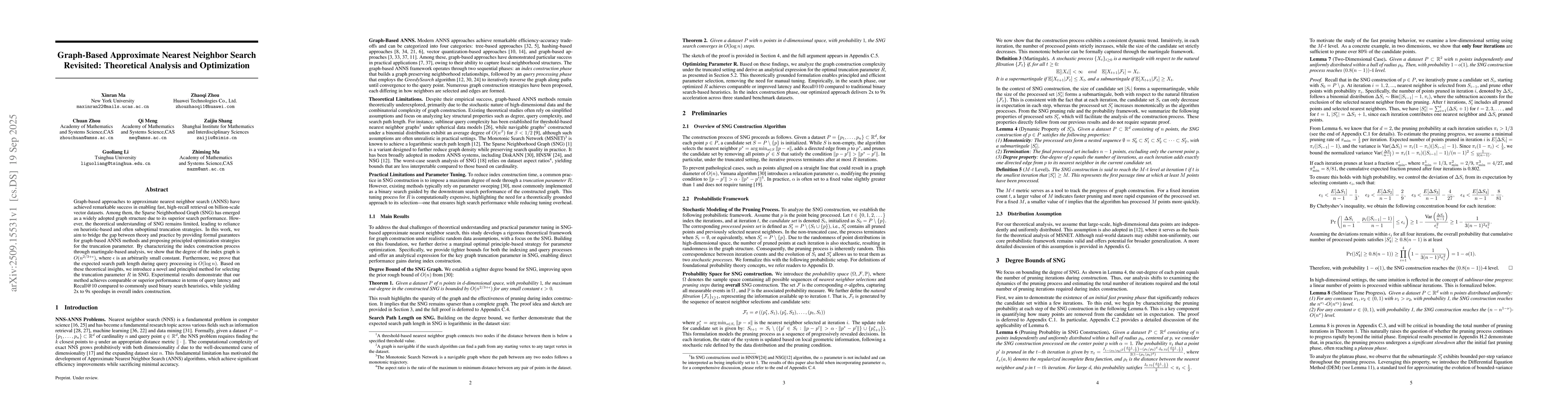 Thumbnail for Graph-Based Approximate Nearest Neighbor Search Revisited: Theoretical
  Analysis and Optimization