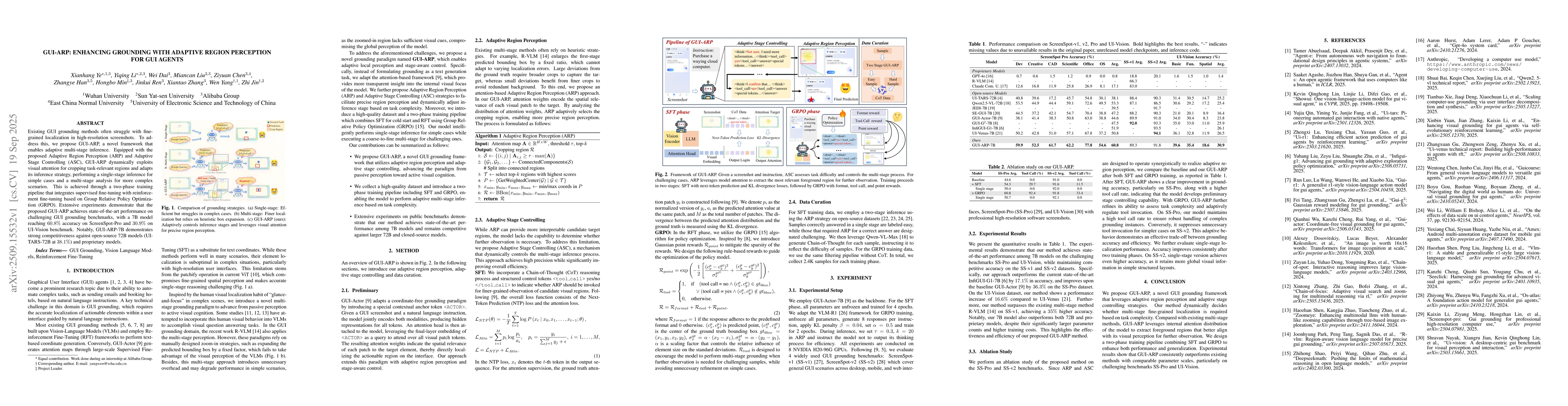 Thumbnail for GUI-ARP: Enhancing Grounding with Adaptive Region Perception for GUI
  Agents