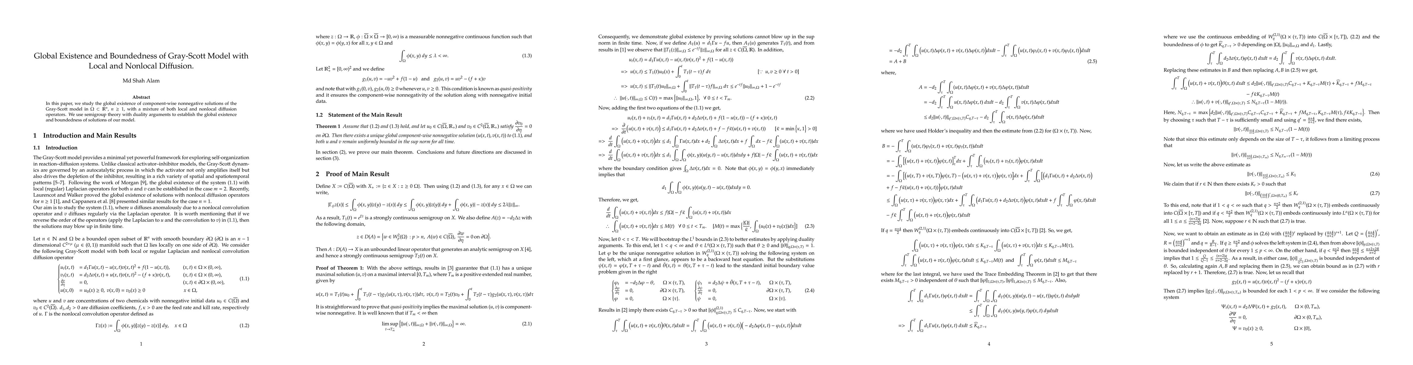 Thumbnail for Global Existence and Boundedness of Gray-Scott Model with Local and
  Nonlocal Diffusion