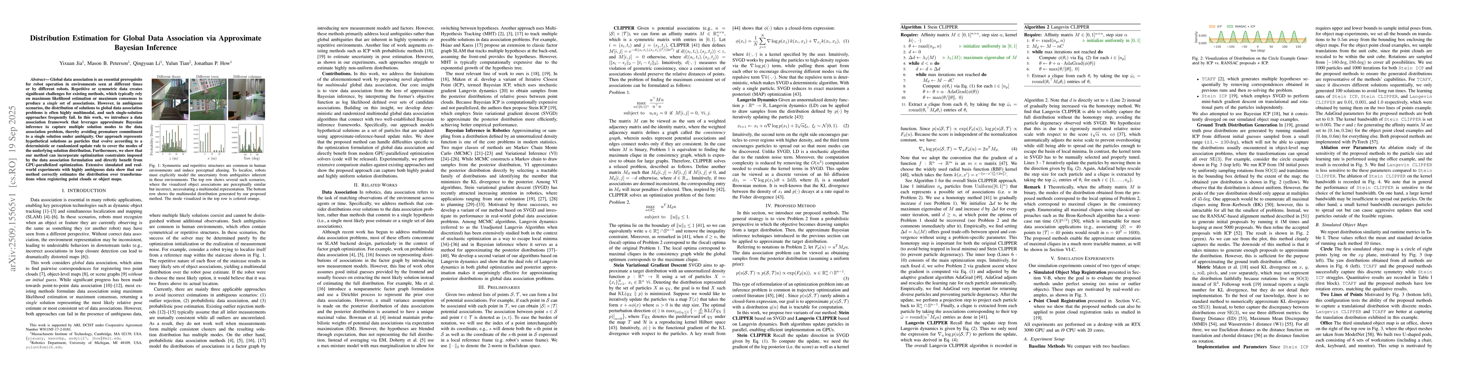 Thumbnail for Distribution Estimation for Global Data Association via Approximate
  Bayesian Inference