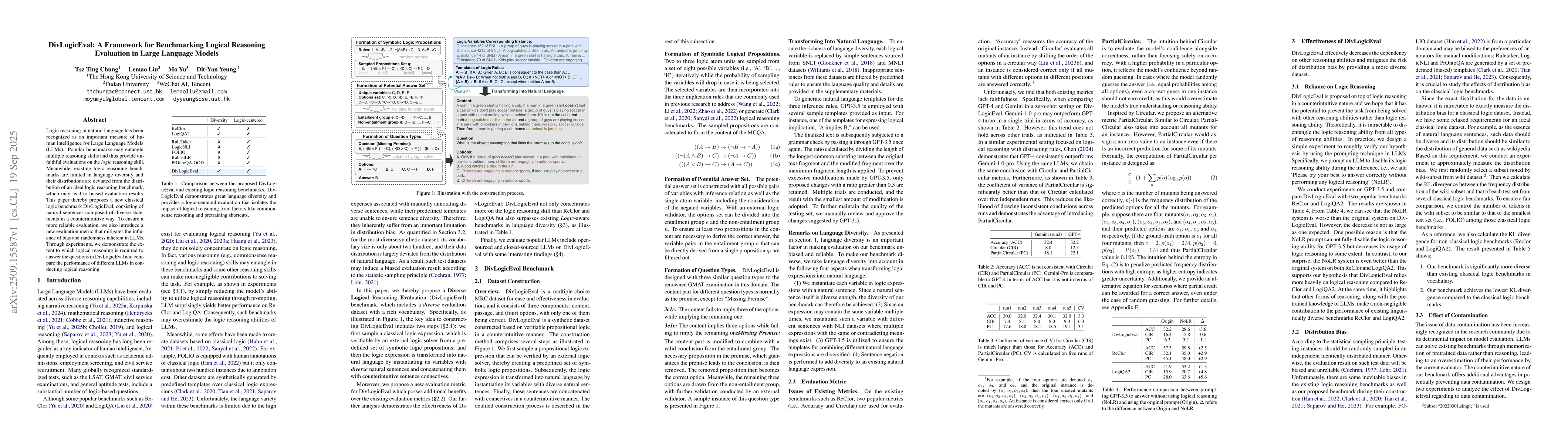 Thumbnail for DivLogicEval: A Framework for Benchmarking Logical Reasoning Evaluation
  in Large Language Models