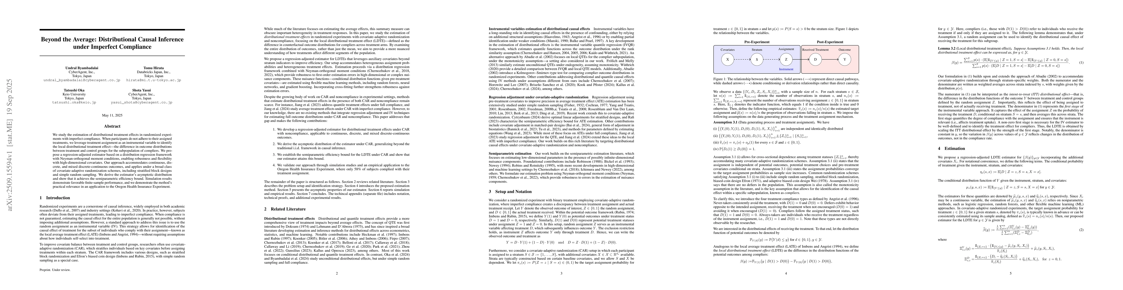 Thumbnail for Beyond the Average: Distributional Causal Inference under Imperfect
  Compliance