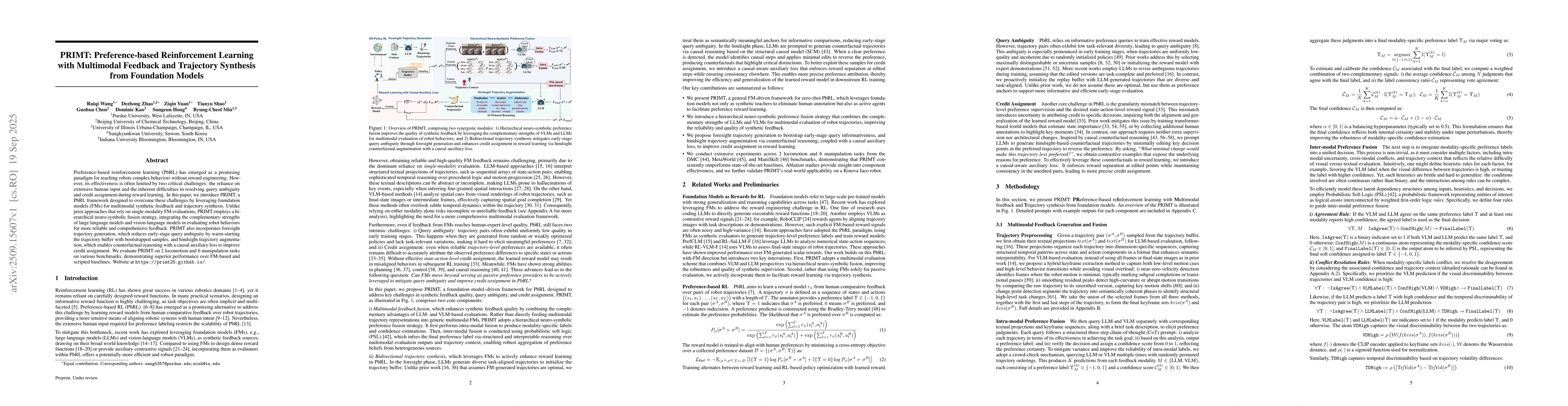 Thumbnail for PRIMT: Preference-based Reinforcement Learning with Multimodal Feedback
  and Trajectory Synthesis from Foundation Models