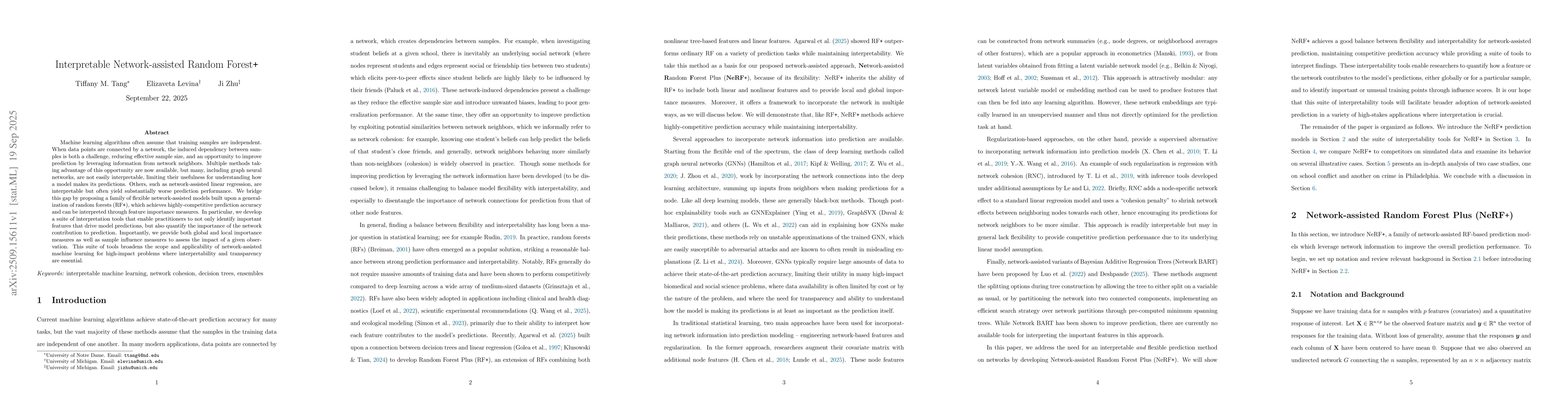Thumbnail for Interpretable Network-assisted Random Forest+