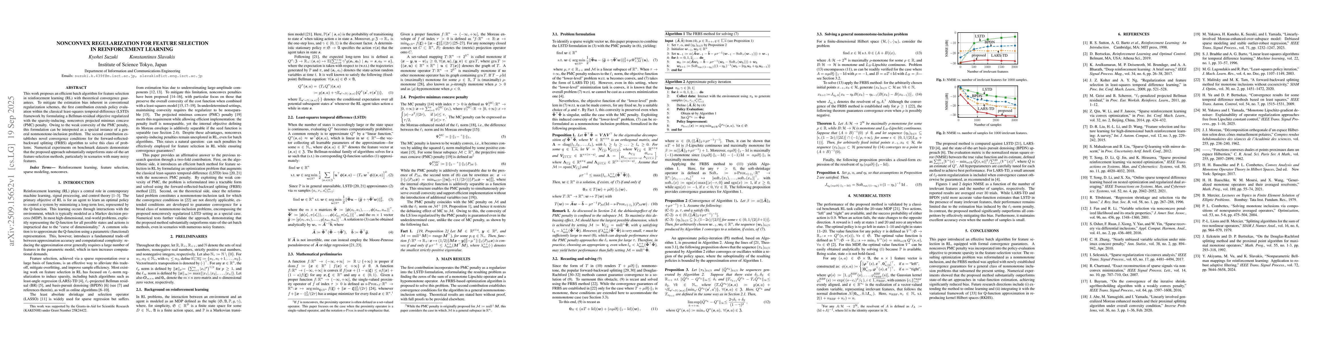 Thumbnail for Nonconvex Regularization for Feature Selection in Reinforcement Learning