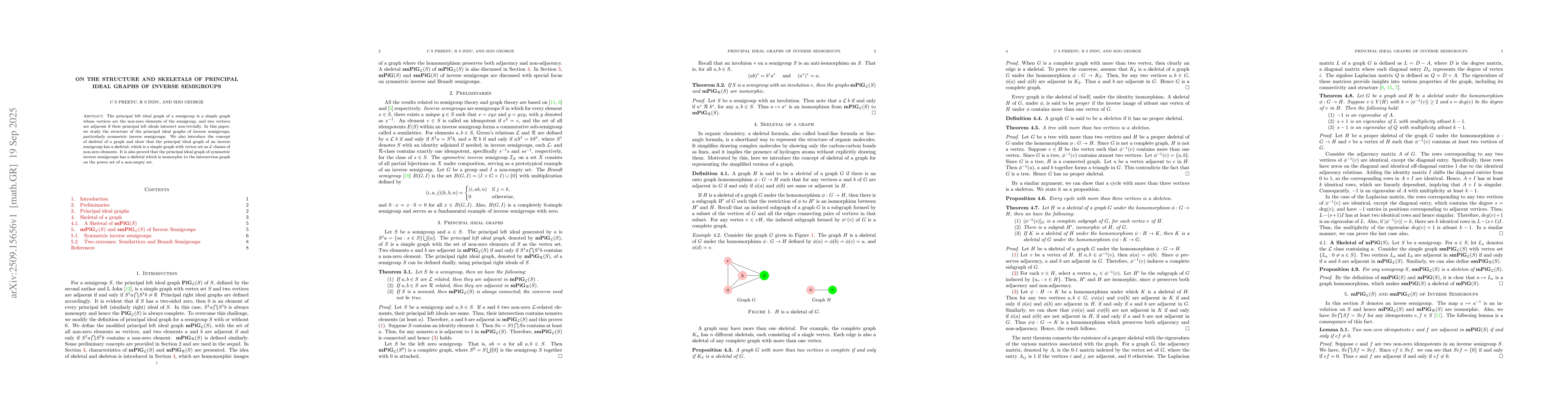 Thumbnail for On the structure and skeletals of principal ideal graphs of inverse
  semigroups