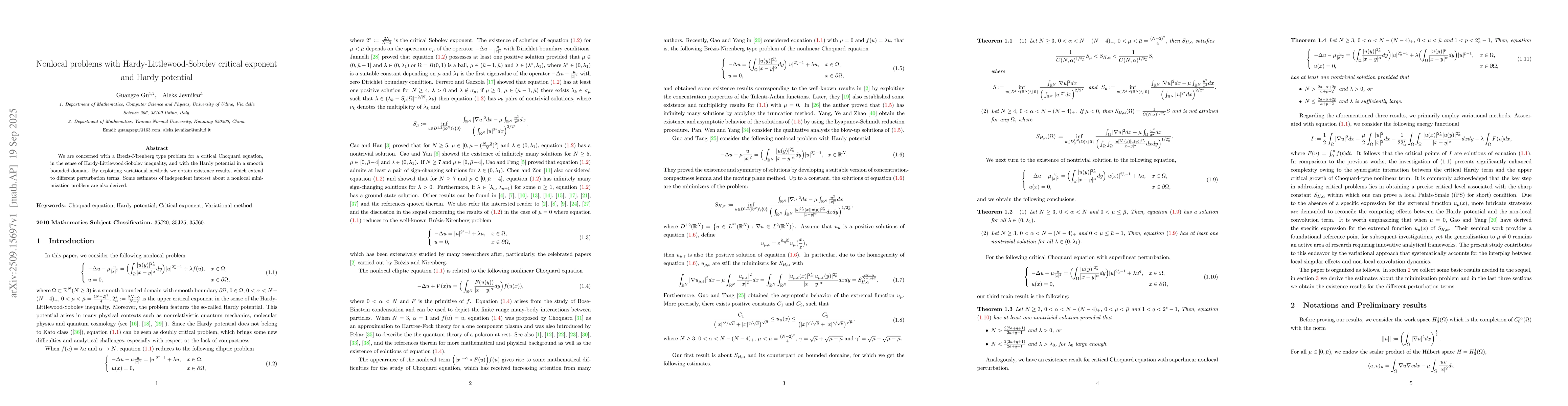 Thumbnail for Nonlocal problems with Hardy-Littlewood-Sobolev critical exponent and
  Hardy potential