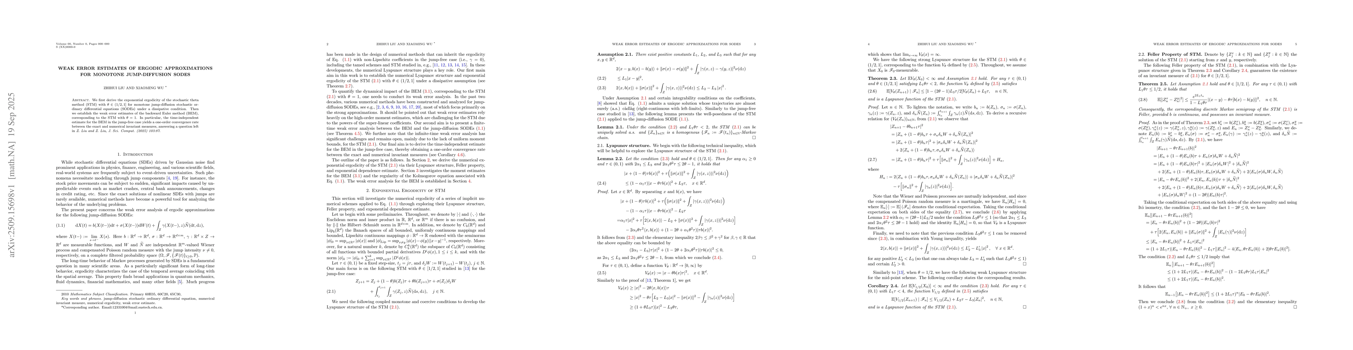 Thumbnail for Weak Error Estimates of Ergodic Approximations for Monotone
  Jump-diffusion SODEs